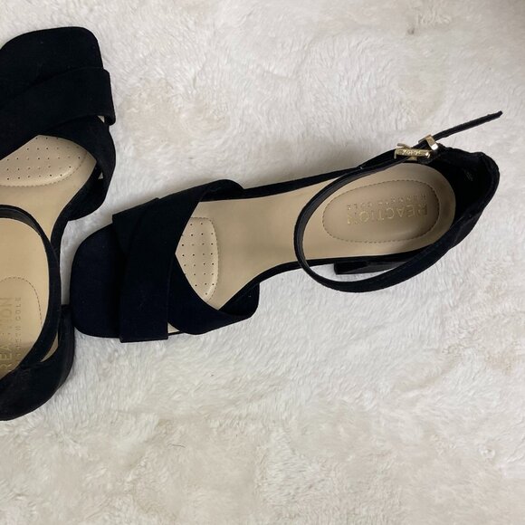 Kennth Cole Women's Black, faux suede, ankle strap, squared toe, 2" heels - Picture 8 of 10